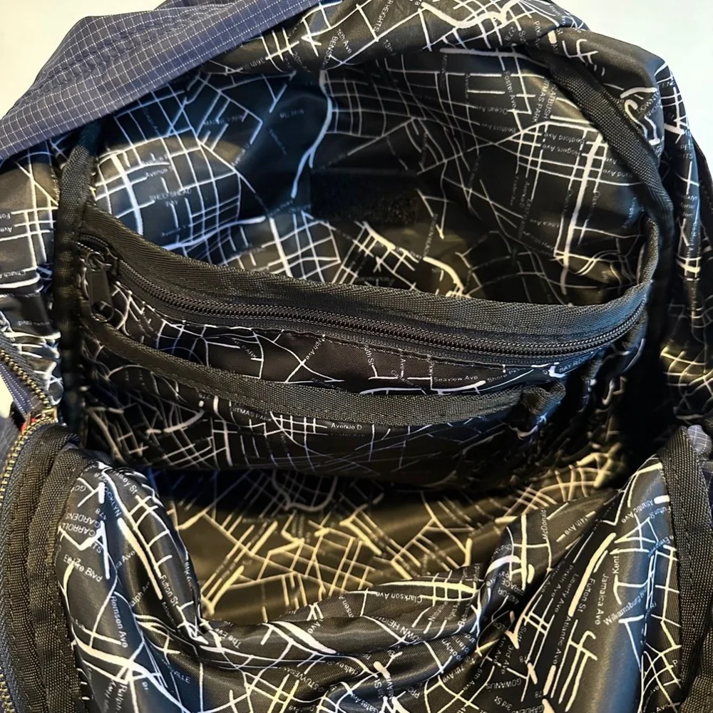State Blue and Black Geometric Print Backpack